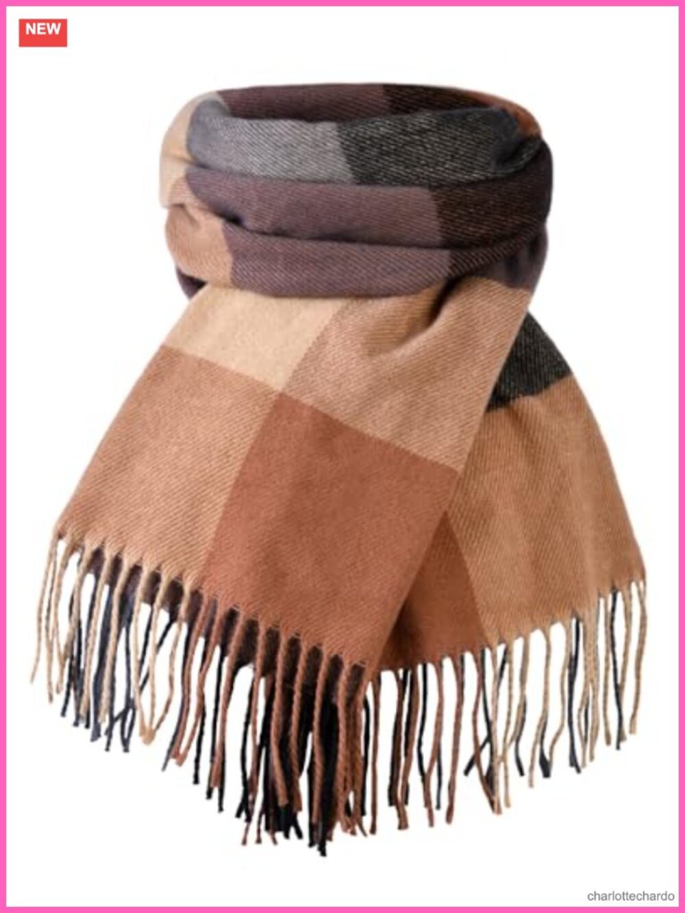 Women's Plaid Winter Scarf Oversized Tassel Shawl Wrap Acrylic